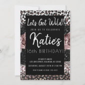 Invitation Empreinte de léopard Obtenons un Rose sauvage d'or (Devant)