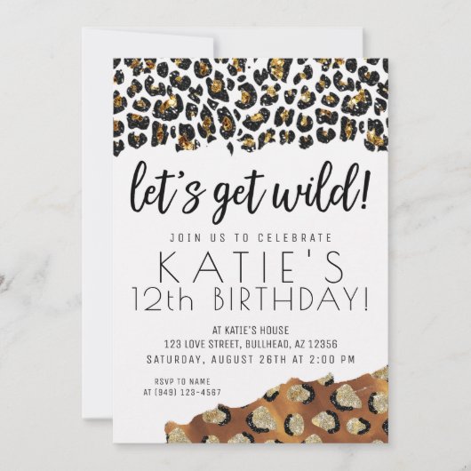 Invitation Empreinte de léopard Obtenons une Parties scintill (Devant)