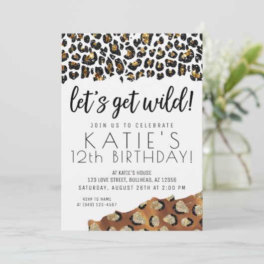 Invitation Empreinte de léopard Obtenons une Parties scintill (Debout devant)