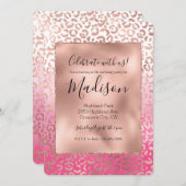 Invitation Empreinte de léopard Ombre couleur rose (Devant / Derrière)