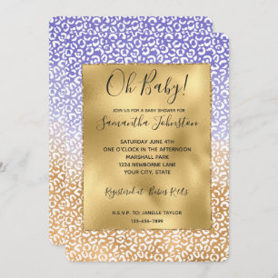 Invitation Empreinte de léopard Ombre d'or blanc violet