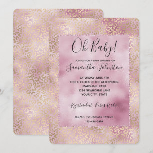 Invitation Empreinte de léopard or de glam rose fille