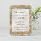 Invitation Empreinte de léopard Parties scintillant Aqua Blue (Debout devant)