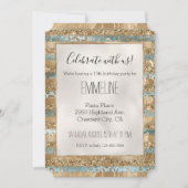 Invitation Empreinte de léopard Parties scintillant Aqua Blue (Devant)