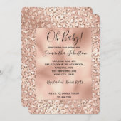 Invitation Empreinte de léopard Peach Rose Gold Blush Pink Gl (Devant / Derrière)