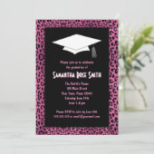 Invitation Empreinte de léopard Pink Custom Photo Graduation  (Debout devant)