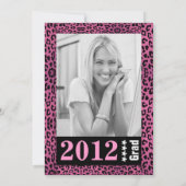 Invitation Empreinte de léopard Pink Custom Photo Graduation  (Dos)