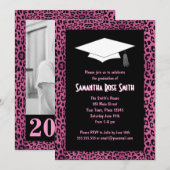 Invitation Empreinte de léopard Pink Custom Photo Graduation  (Devant / Derrière)