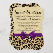 Invitation Empreinte de léopard Purple Bow Sweet 16 Party Inv (Devant / Derrière)