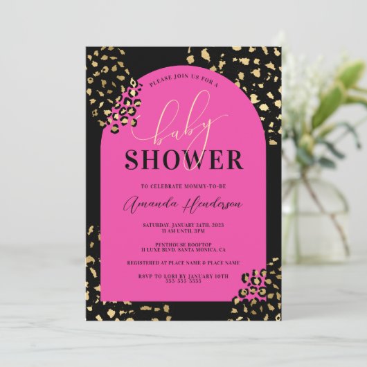 Invitation Empreinte de léopard rose (Debout devant)