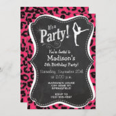 Invitation Empreinte de léopard rose chaud; danseuse de balle (Devant / Derrière)