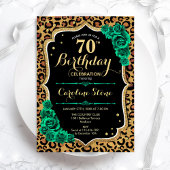 Invitation Empreinte de léopard Rose vert 70e anniversaire
