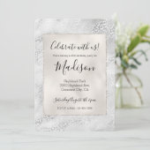 Invitation Empreinte de léopard Silver personnalisé (Debout devant)