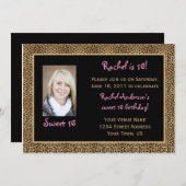 Invitation Empreinte de léopard Sweet 16 Anniversaire Invitat (Devant / Derrière)