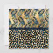 Invitation Empreinte de léopard tropical bleu Shimmer Quincea (Dos)