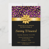 Invitation Empreinte de léopard violet et or fête d'anniversa (Dos)