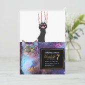 Invitation Empreinte de patte de chat noir - Choisir la coule (Debout devant)