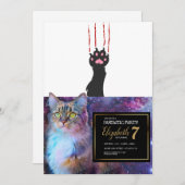 Invitation Empreinte de patte de chat noir - Choisir la coule (Devant / Derrière)