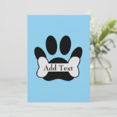 Invitation Empreinte de patte De Chien Et Os Sur Bébé Bleu In (Debout devant)