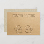 Invitation Empreinte de patte de chien Faux papier embouti (Devant / Derrière)