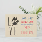 Invitation Empreinte de patte de fête d'anniversaire Adopt-A- (Debout devant)