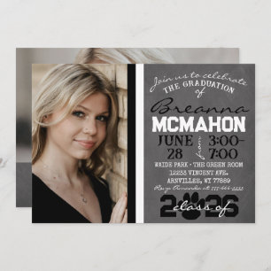 Invitation Empreinte de patte noir et blanc Graduation 2 Phot