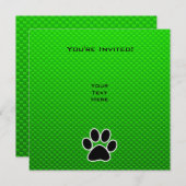 Invitation Empreinte de patte vert (Devant / Derrière)