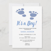 Invitation Empreinte mignonne Moderne Bleu C’est un Baby show (Devant)