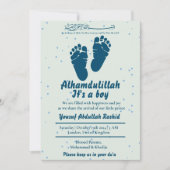 Invitation Empreinte Nouveau-né Garçon Musulman Naissance Ann (Devant)