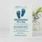 Invitation Empreinte Nouveau-né Garçon Musulman Naissance Ann (Debout devant)