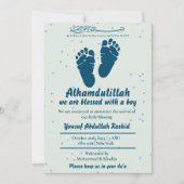 Invitation Empreinte Nouveau-né Garçon Musulman Naissance Ann (Devant)