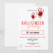 Invitation Empreinte sanglante Entreprise Fête d'Halloween pe (Devant / Derrière)