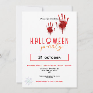 Invitation Empreinte sanglante Entreprise Fête d'Halloween pe