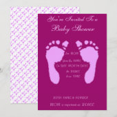 Invitation Empreintes bébé (Fille) (Devant / Derrière)