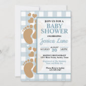 Invitation Empreintes bébé mignonnes avec Coeur Douche Invita (Devant)
