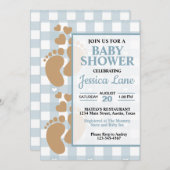 Invitation Empreintes bébé mignonnes avec Coeur Douche Invita (Devant / Derrière)