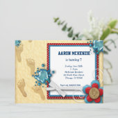 Invitation Empreintes d'anniversaire (Debout devant)