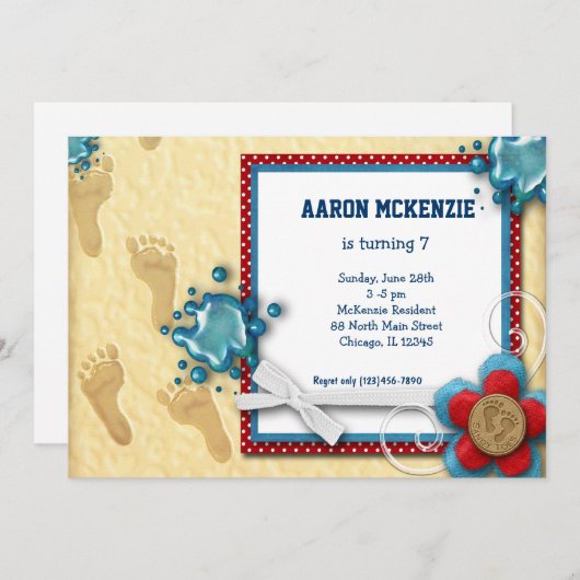 Invitation Empreintes d'anniversaire (Devant / Derrière)