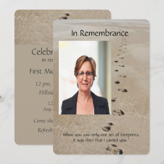 Invitation Empreintes dans le mémorial personnalisé du poème  (Devant / Derrière)