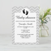 Invitation Empreintes de bébé noir Baby shower en silhouette (Debout devant)