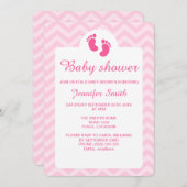 Invitation Empreintes de bébé rose Baby shower en silhouette (Devant / Derrière)