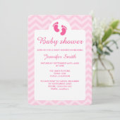Invitation Empreintes de bébé rose Baby shower en silhouette (Debout devant)