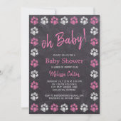 Invitation Empreintes de pattes de tableau de bord Baby showe (Devant)