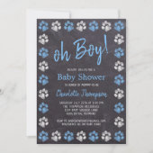 Invitation Empreintes de pattes de tableau noir Baby shower d (Devant)