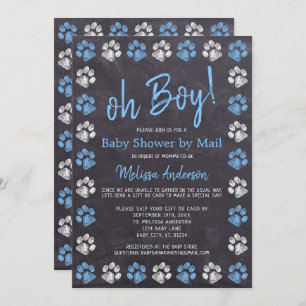 Invitation Empreintes de pattes de tableau noir Baby shower g