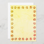 Invitation Empreintes de pattes de texture papier vieilli Fau (Devant / Derrière)