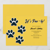 Invitation Empreintes de pattes Doggie fête d'anniversaire (Devant / Derrière)