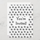 Invitation Empreintes de pattes noirs Concevoir n'importe que (Devant / Derrière)