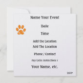 Invitation Empreintes de pattes orange - SRF (Dos)