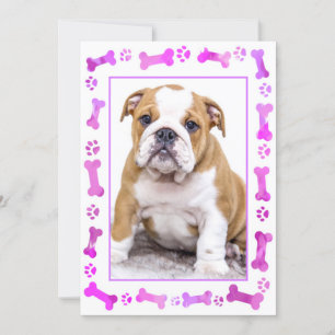 Invitation Empreintes de pattes roses Nouveau chien animal de